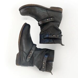 Rag & Bone Black Leather Moto Ankle Boots